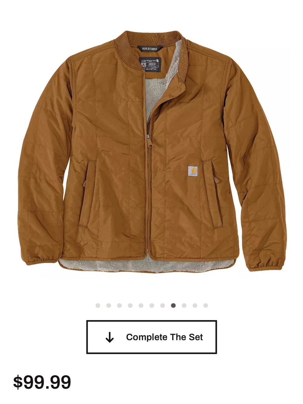 Carhartt Women’s XL Tan Lined Rain Defender Bomber Jacket